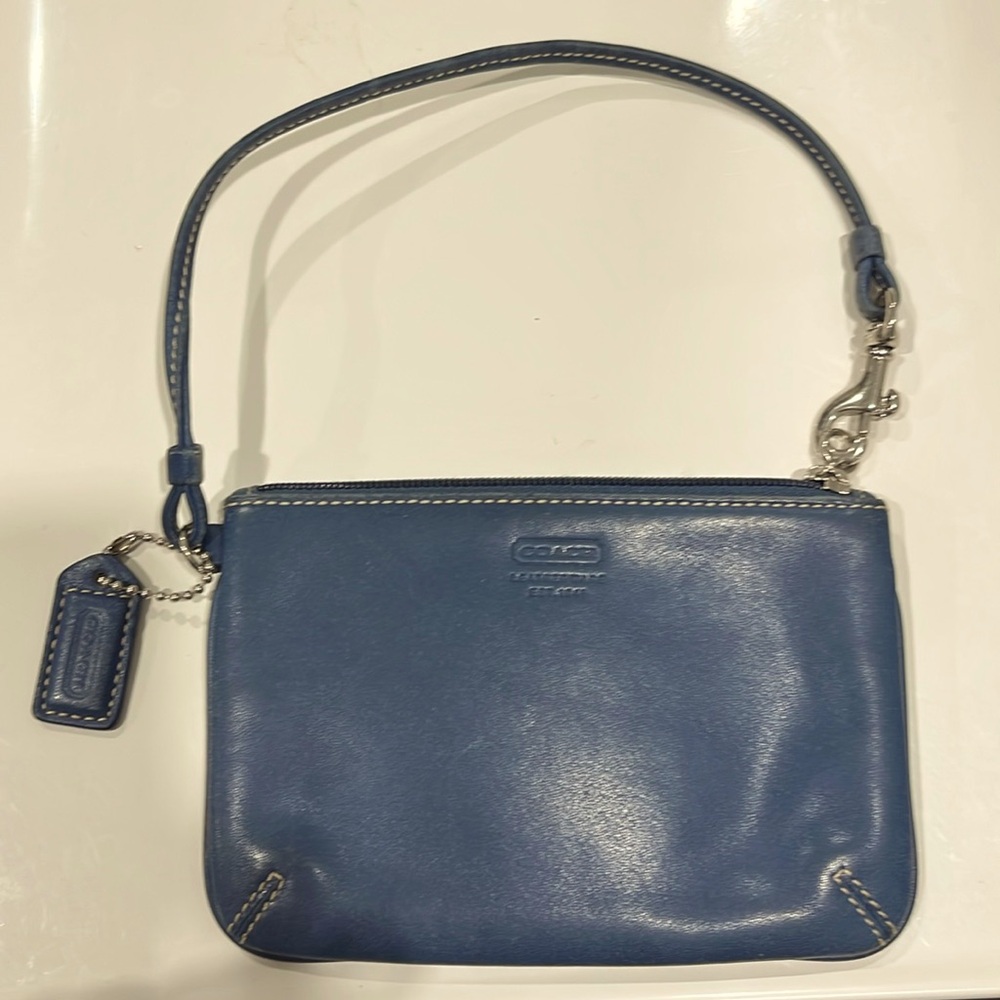 Coach Blue Leather Wristlet